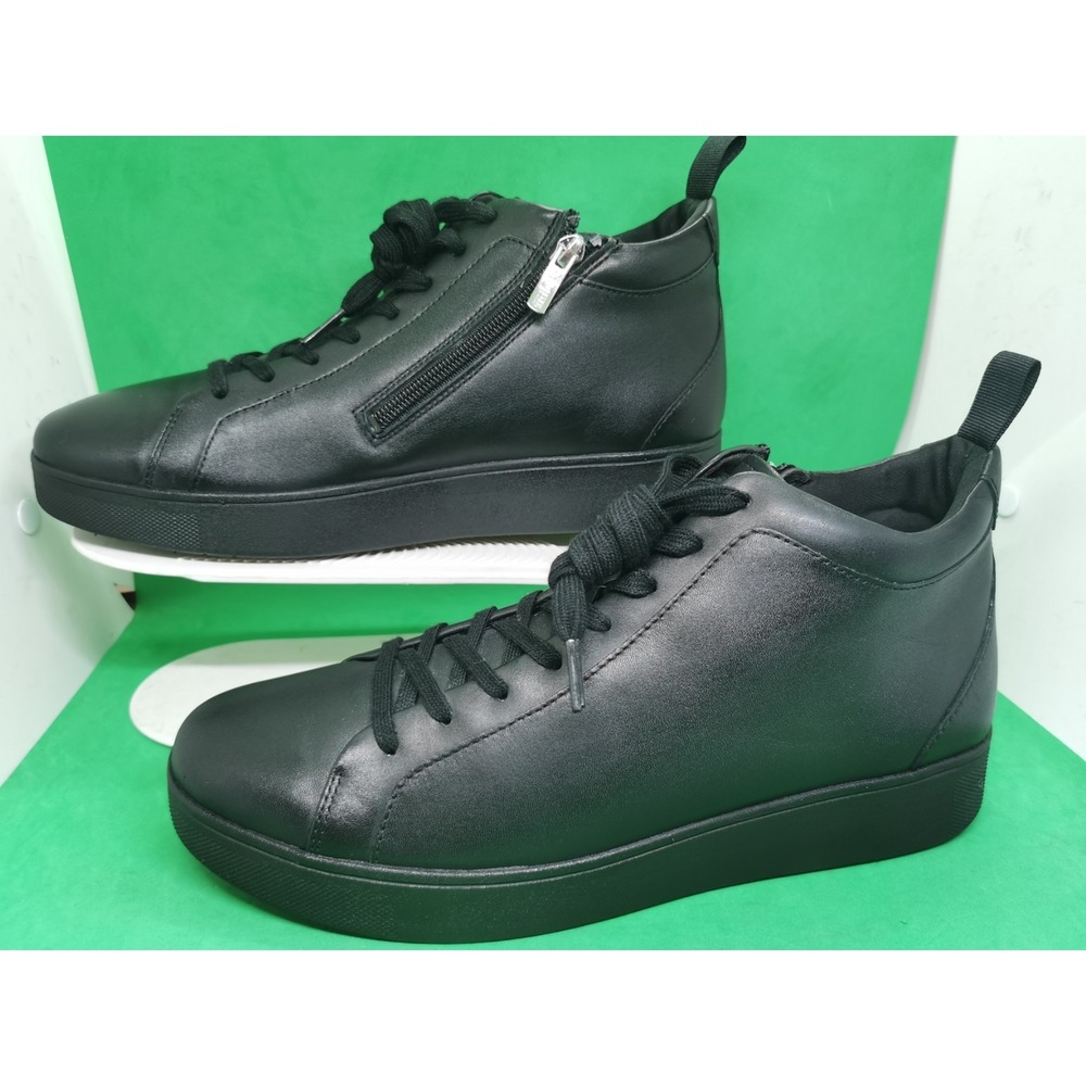 FitFlop Rally Leather High Top Sneakers Black EK8-090 Women Size 10 US - Picture 2 of 16